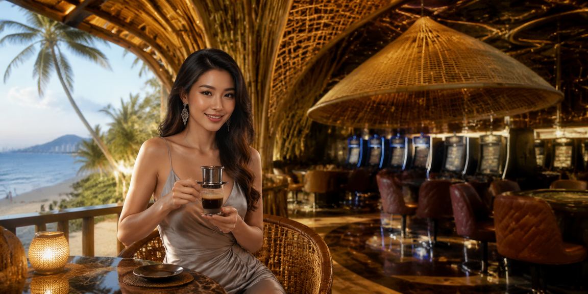 Người chơi tại Vũng Tàu đọc điều kiện tiền thưởng trên điện thoại bên bờ biển